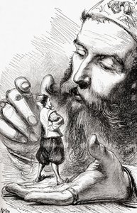 Küçük dostum Grildrig, ülkeniz hakkında takdire şayan bir övgüde bulundunuz, 1875 dolaylarında yayınlanan 'Gulliver'in Seyahatleri'nden bir çizim.